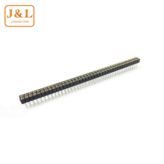 1.27间距H3.80 W4.52 双排 180°L6.00镀金圆孔排母