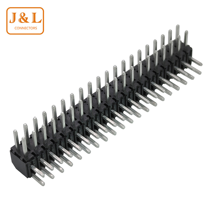 2.0mm间距 双排2*20P卧插90度排针 连接器