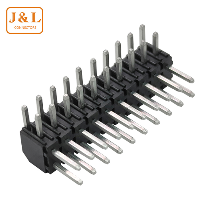 2.0mm间距 双排2*10P卧插90度排针 连接器