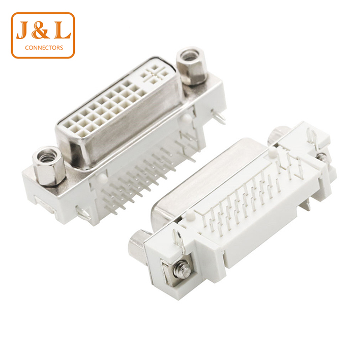 DVI24+5 dvi母头 90度直插式焊板 接口dvi连接器 DVI母座连接器