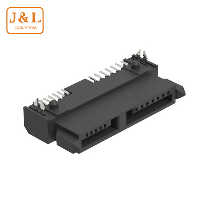SATA 7+6P母座硬盘接口板下型H4.5高温塑胶SMT固态硬盘连接器