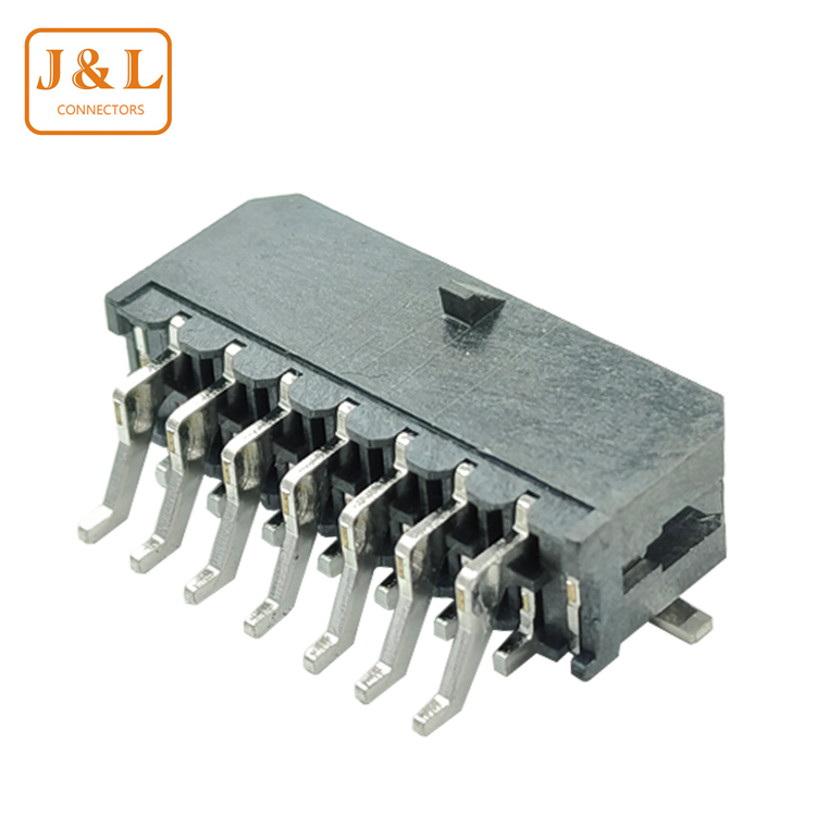 MX3.0连接器双排2*7P卧贴带扣针座（黑色LCP料）