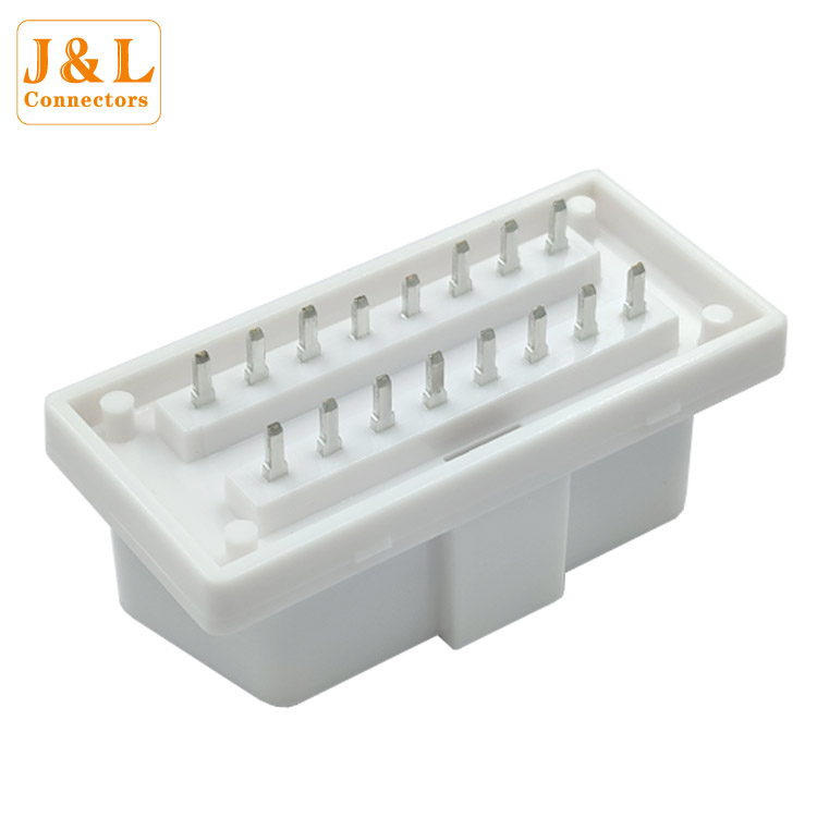 厂家直销 0BDII公头16PIN 直针镀镍24V 白色 汽车连接器